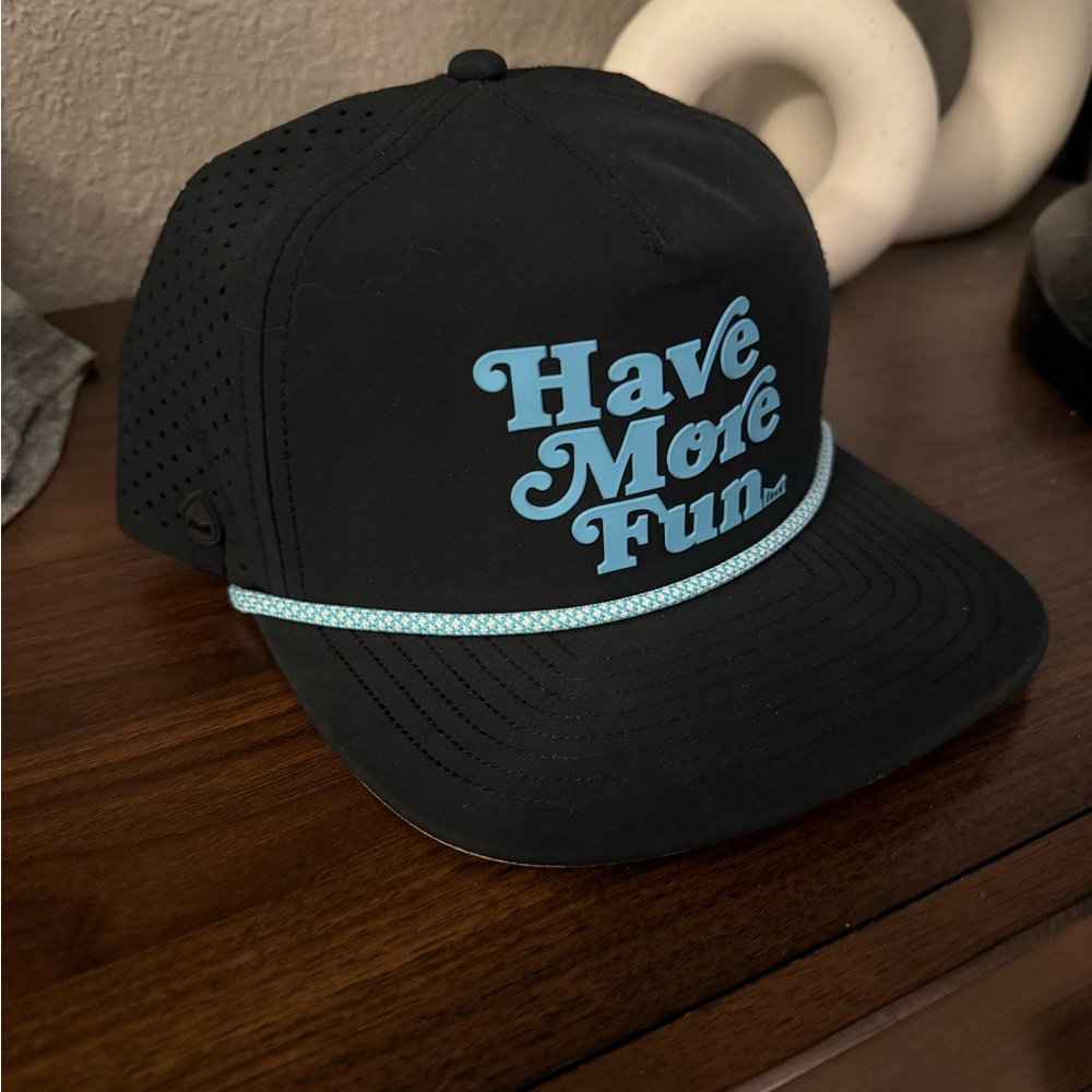 Black Cap with Blue Text